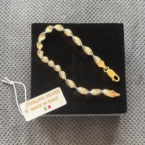 Two-Tone Sterling Silver Bracelet made in Italy FREE SHIPPING